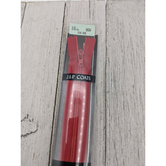 Vintage J&P Coats Flex Knit All Purpose Zipper 16" Red 128 - Picture 2 of 4